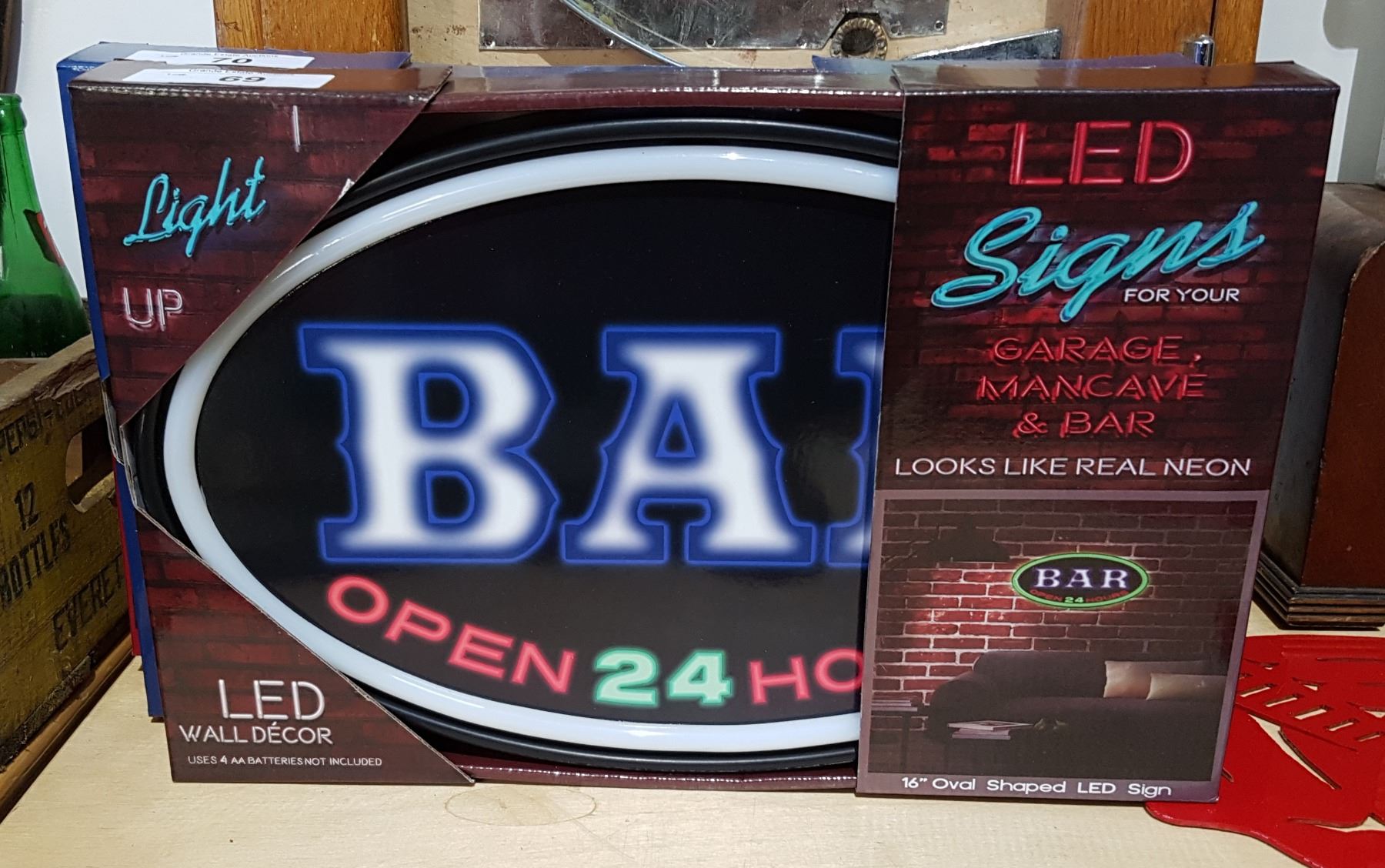 NEW BATTERY BAR OPEN LED SIGN