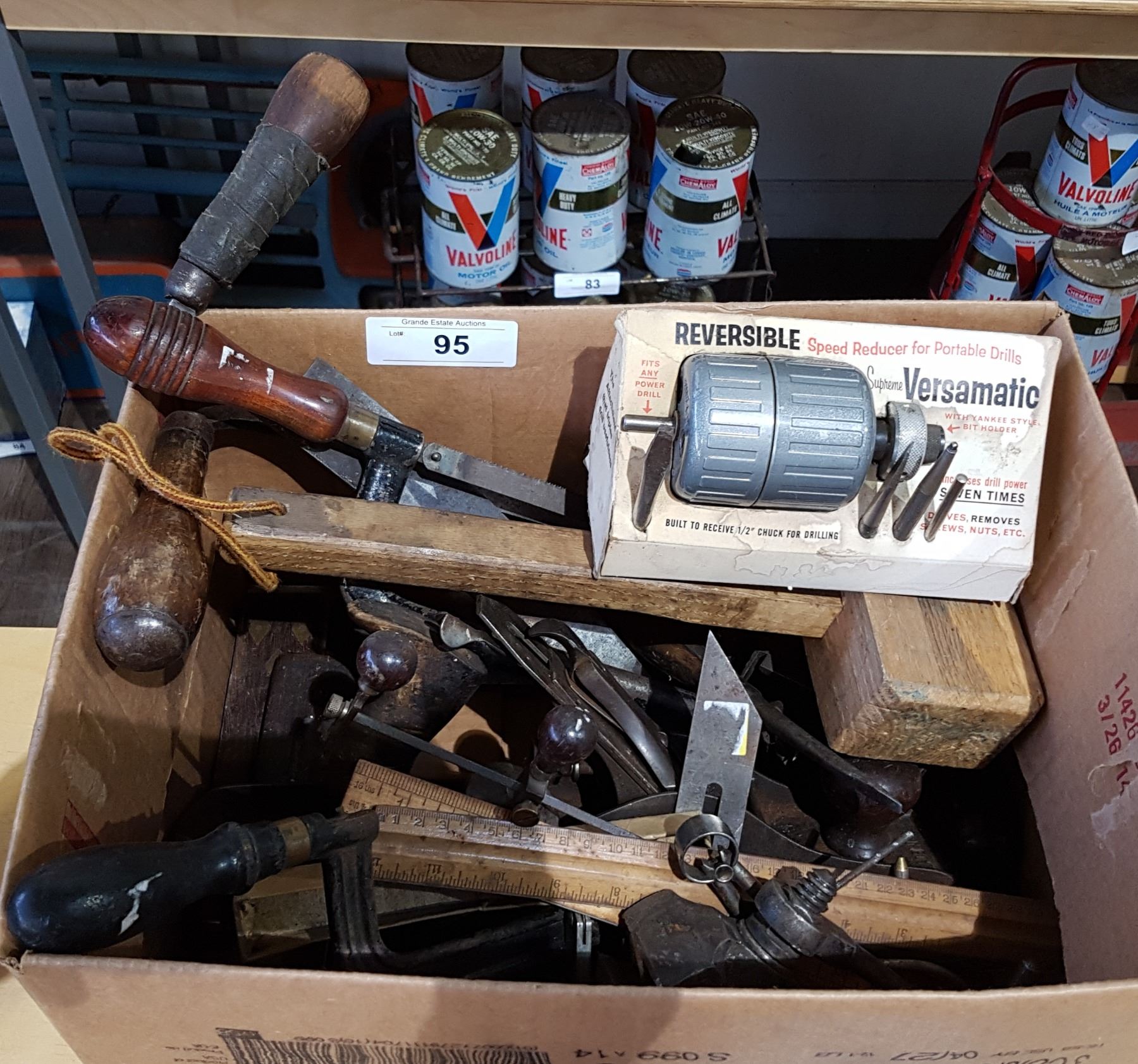 BOX LOT OF MISC ANTIQUE HAND TOOLS