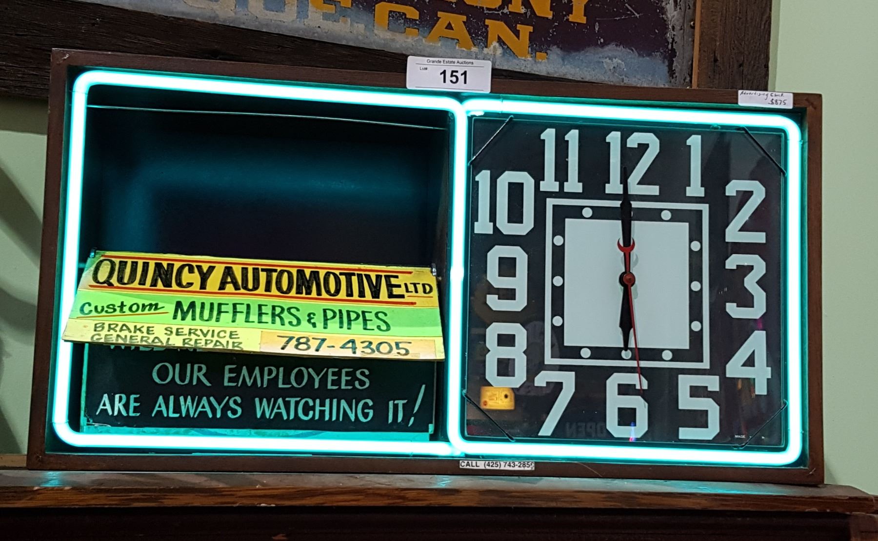 VINTAGE FLIP BOARD NEON ADVERTISING CLOCK