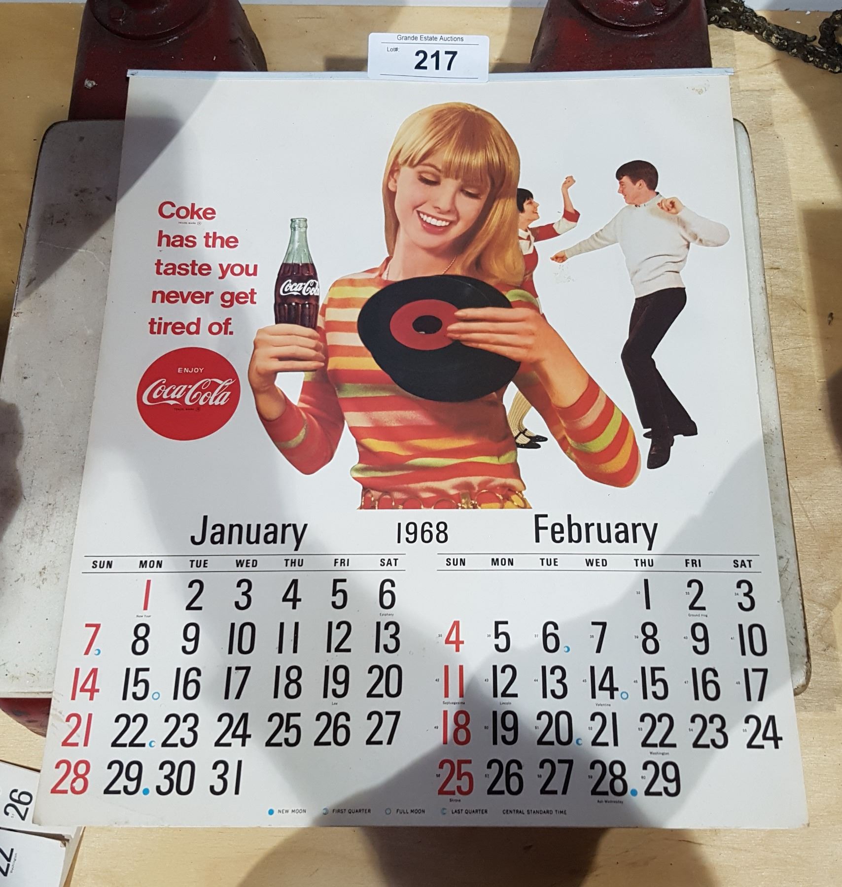 ORIGINAL 1968 COCA COLA CALENDAR