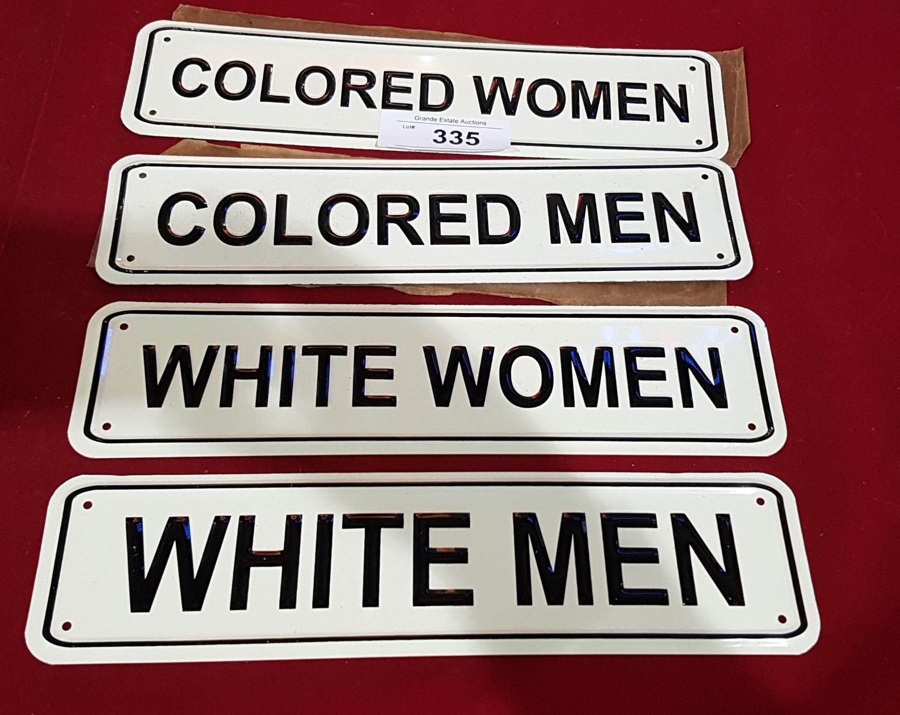 FOUR PCS-SEGREGATION BATHROOM TIN PLAQUES