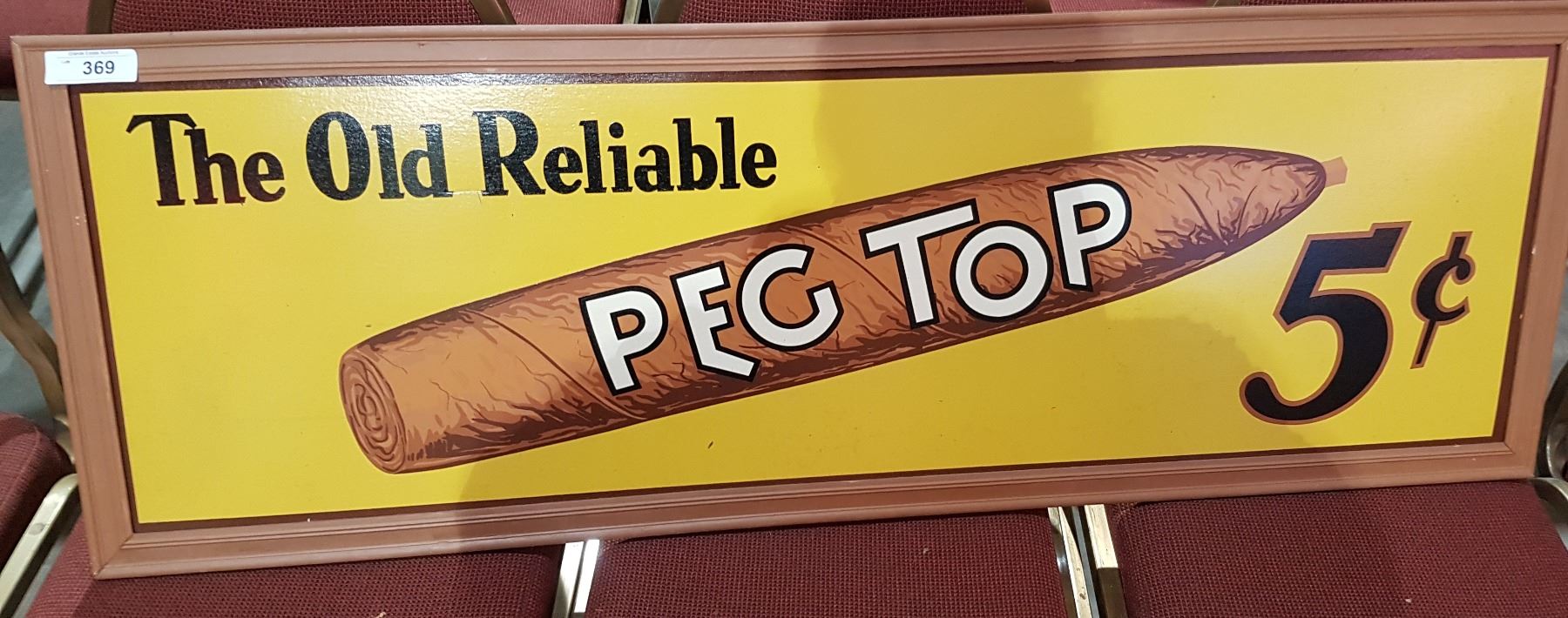 PEG TOP CIGAR FRAMED CARDBOARD SIGN