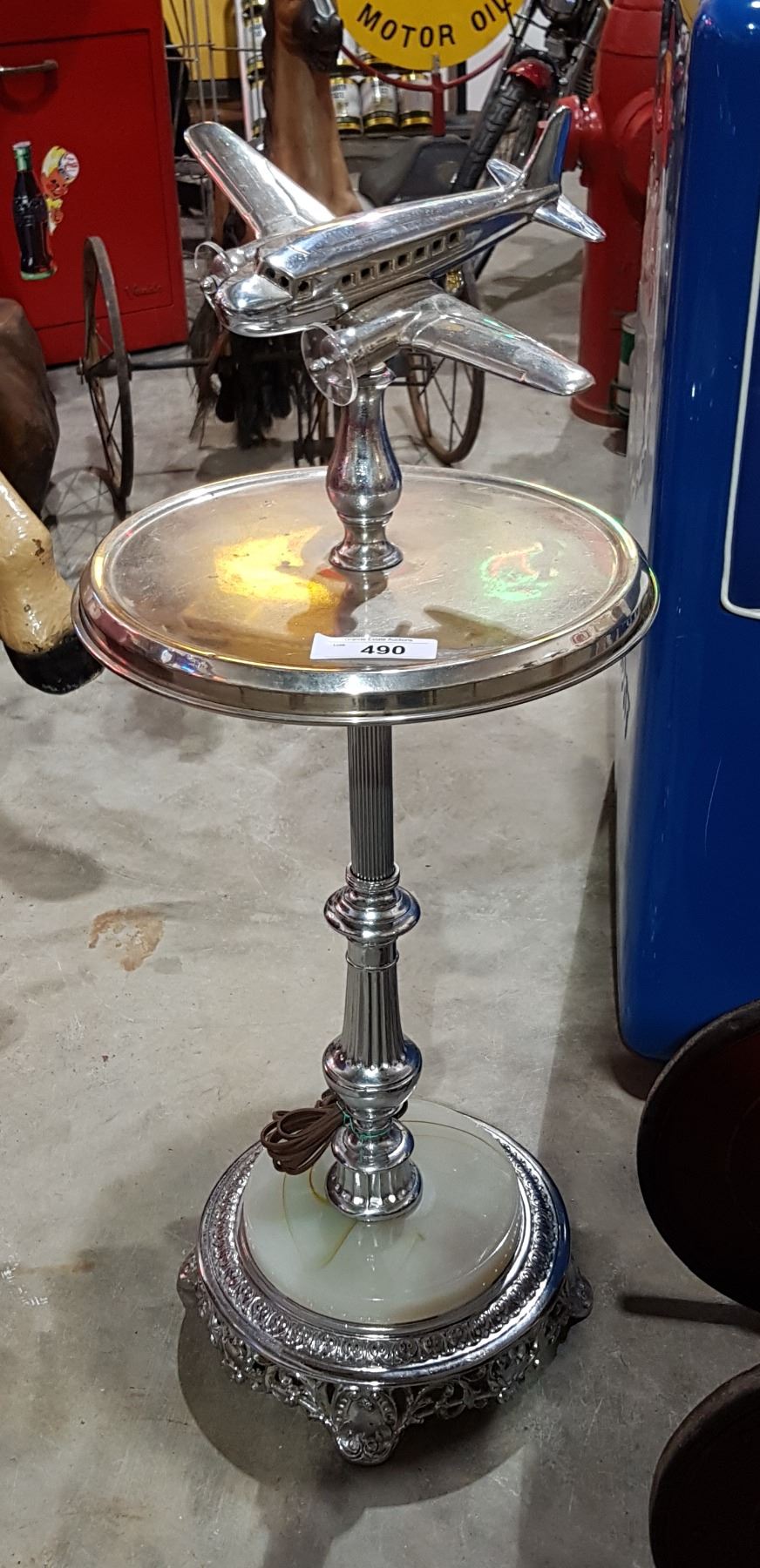 VINTAGE CHROME AIRPLANE ASHTRAY