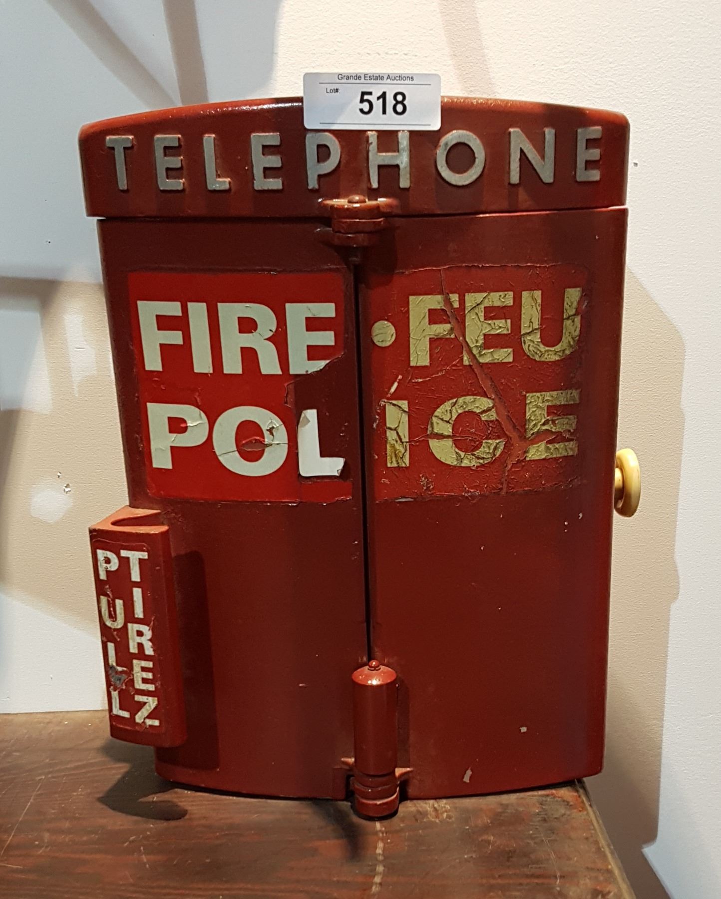 VINTAGE EMERGENCY TELEPHONE IN CAST IRON WALL BOX