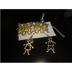 Stick People Ear Rings and Brooch