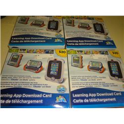Lot of 4 Innotab $20 Download cards $80.00 retail value