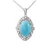 Image 1 : 14KT White Gold 4.99ct Turquoise and Diamond Pendant with Chain