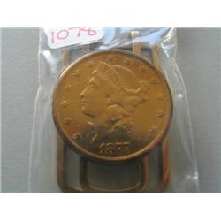1877 $20 GOLD COIN BELT CLIP