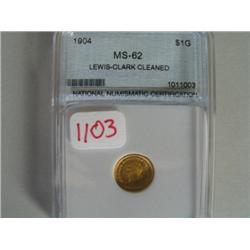 1904 LEWIS & CLARK GOLD DOLLAR (MS-62) NCC CERTIFIED
