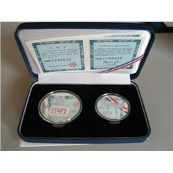 COMMEMORATIVE COIN SET (1) 1 OZ, (1) 1/2 OZ