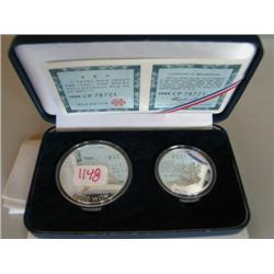COMMEMORATIVE COIN SET (1) 1 OZ, (1) 1/2 OZ