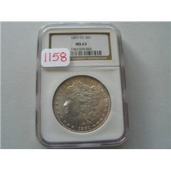 1891CC MORGAN DOLLAR (MS63)