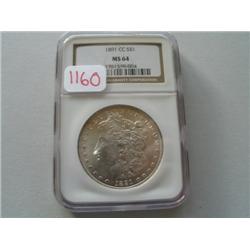 1891CC MORGAN DOLLAR (MS64)