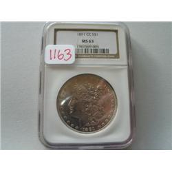 1891CC MORGAN DOLLAR (MS63)