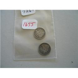 LOT, (2) 1882 SEATED LIBERTY DIMES