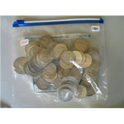 LOT, (6) MORGAN DOLLARS, (4) PEACE DOLLARS, (59) HALF DOLLARS, (APPROX $28.50 90% SILVER)