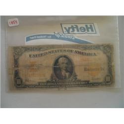 1922 SERIES $10 GOLD CERT.