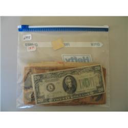 LOT, ASSORT PAPER MONEY INCLUDING 1934A SERIES $20 NOTE