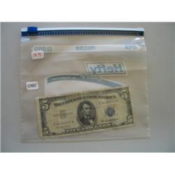 1953A SERIES $5 SILVER CERT.