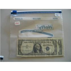 LOT, PAPER CURRENCY, (3) 1953 $2 BILLS, 1963 $2 BILL, (4) 1957 SILVER DOLLAR BILLS