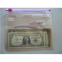 LOT, (3) $1 SILVER CERT., $2 BILL, (2) 1899, (2) 1923 SILVER CERT.