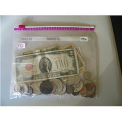 LOT, ASSORT COINS & PAPER MONEY
