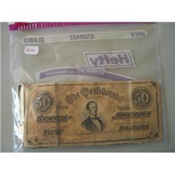 LOT, APPROX. (10) $2 BILLS, (4) $1 SILVER CERT., IMITATION CONFEDERATE NOTE & MISC. JEWELRY