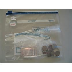 LOT, (3) 1 OZ SILVER BARS, RING, COINS
