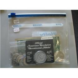 LOT, 1921 MORGAN DOLLAR, 1922 PEACE DOLLAR, (2) $1 SILVER CERTS. & ASST. COINS