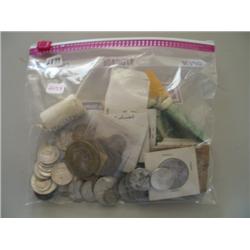 LOT, ASSORT. COINS, STAMPS, & $2 NOTE