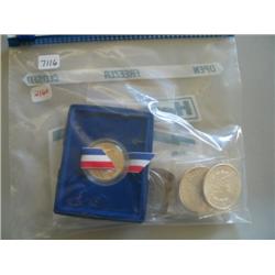 LOT, (6) 1 OZ COINS, (6) EISENHOWER DOLLARS, MEDALLION, 1986 COMMEMORATIVE DOLLAR