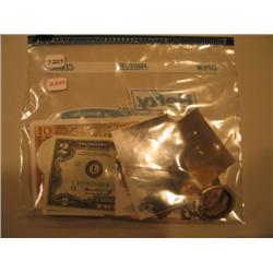 LOT, $2 NOTE, STAMPS & PHOTOS