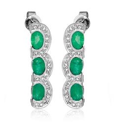 18KT White Gold 2.64ctw Emerald and Diamond Earrings