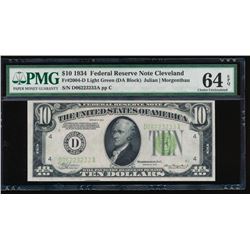 1934 $10 Cleveland Federal Reserve Note PMG 64EPQ