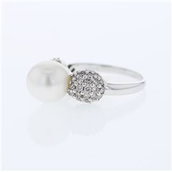 14KT White Gold 5.67ct Pearl and Diamond Ring