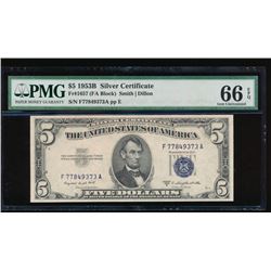 1953B $5 Silver Certificate PCGS 66EPQ