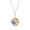 Image 1 : 14KT White Gold 1.50ctw Multi Color Sapphire and Diamond Pendant with Chain