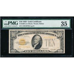 1928 $10 Gold Certificate PMG 35