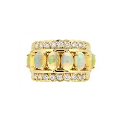 14KT Yellow Gold 1.85ctw Opal and Diamond Ring