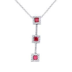 14KT White Gold 0.60ctw Ruby and Diamond Pendant with Chain