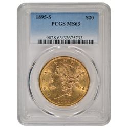1895-S $20 Liberty Head Double Eagle Gold Coin NGC MS63