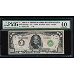 1928 $1000 Philadelphia Federal Reserve Note PMG 40