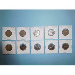 LOT OF 10 CANADIAN QUARTERS - 1968 x 3, 1978 x 7