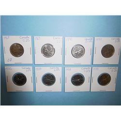 LOT OF 8 CANADIAN QUARTERS - 1968, 1969, 1970, 1973, 1975, 1977, 1978 x 2