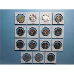 LOT OF 15 FIFTY CENT PIECES 1959, 1961 x 2, 1978 x 12