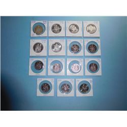 LOT OF 15 FIFTY CENT PIECES 1959, 1961 x 5, 1978 x 8, 1980 x 1