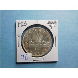 1963 CANADA SILVER DOLLAR COIN
