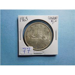 1963 CANADA SILVER DOLLAR COIN