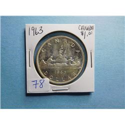 1963 CANADA SILVER DOLLAR COIN