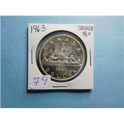1963 CANADA SILVER DOLLAR COIN